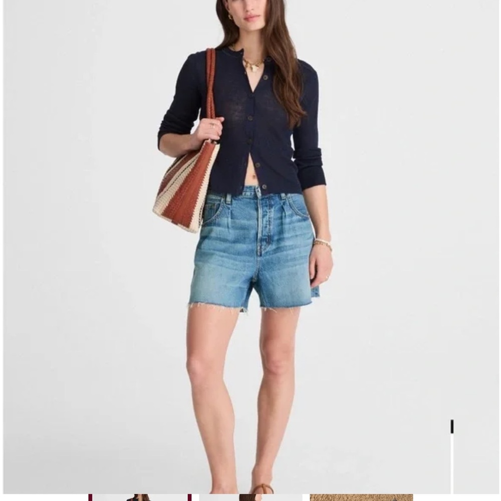 Madewell Blue Pleated Denim Shorts